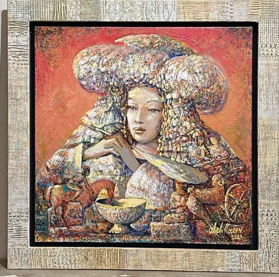 Սիրահարվածություն — Oil on canvas, 60 × 60 cm (2023). Abel Karen Kazinyan.