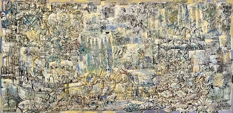Առատաձեռն աշխարհ — Oil on canvas, 83 × 170 cm (2023). Abel Karen Kazinyan.