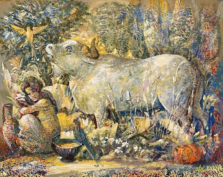 Փոփոխությունների ավետաբերը — Oil on canvas, 92 × 116 cm (2025). Abel Karen Kazinyan.