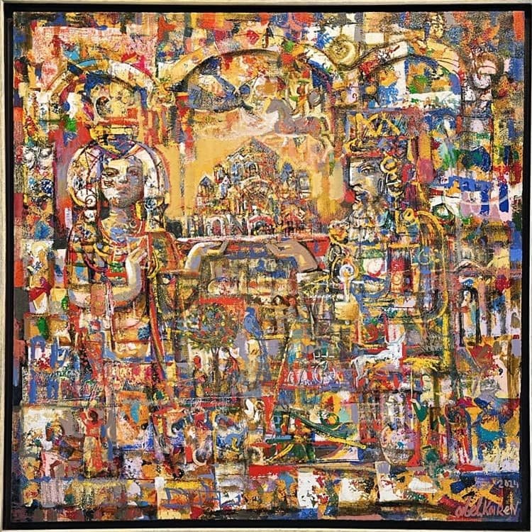 Արքան և թագուհին — Oil on canvas, 90 × 90 cm (2024). Abel Karen Kazinyan.