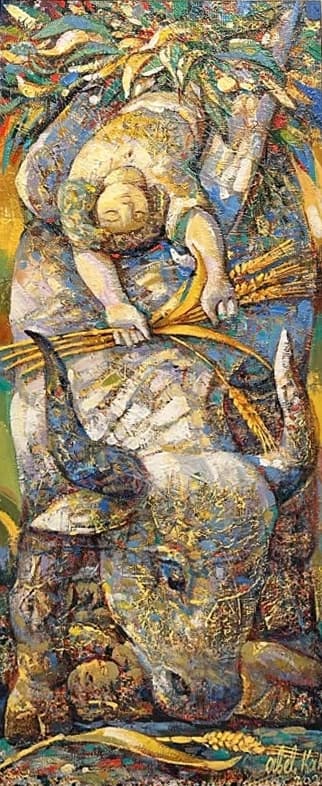 Նոր բերք — Oil on canvas, 110 × 45 cm (2022). Abel Karen Kazinyan.