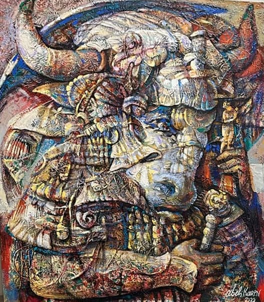 Մինոտավրի կրքերը — Oil on canvas, 80 × 70 cm (2022). Abel Karen Kazinyan.