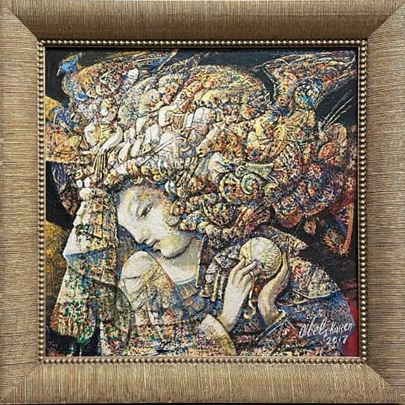 Ճակատագրի թելերը — Oil on canvas, 60 × 60 cm (2017). Abel Karen Kazinyan.