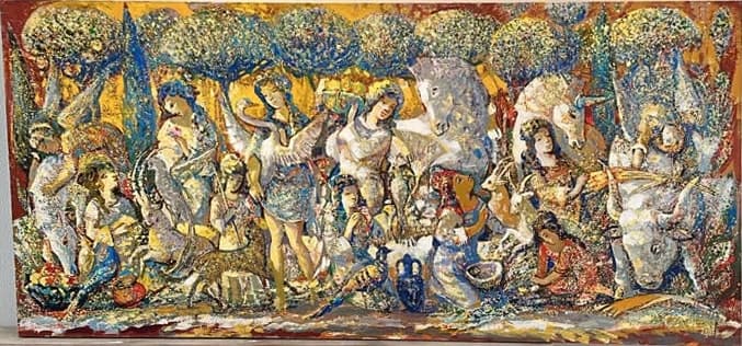 Abundance — Oil on canvas, 75 × 160 cm (2025). Abel Karen Kazinyan.